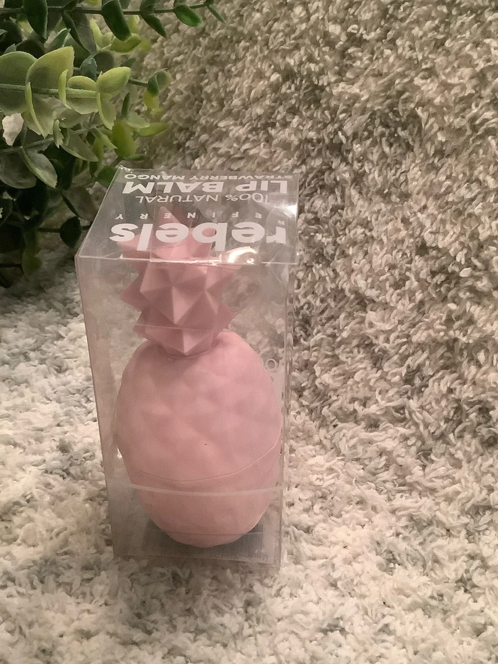 Rebels Refinery Pink Pineapple Lip Balm Flavored Strawberry Mango NWT %100 natur